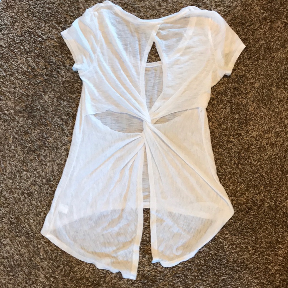 SOLD Express White Cutout Back Tee Sz Small - Picture 1 of 4